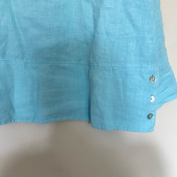 Bryn Walker Blue Artist Light Linen Round Neck Long Sleeve Shirt size XL - Picture 9 of 11